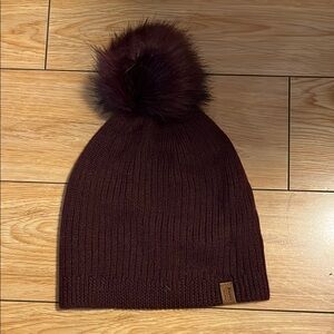 Burgundy Knit Beanie with Pom Pom
